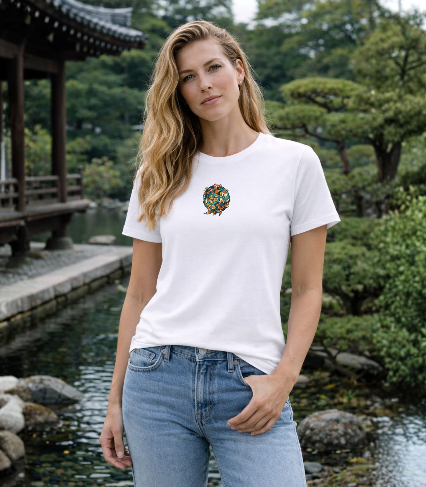 Koi Circle Organic Cotton T Shirt - Bloo Kaze