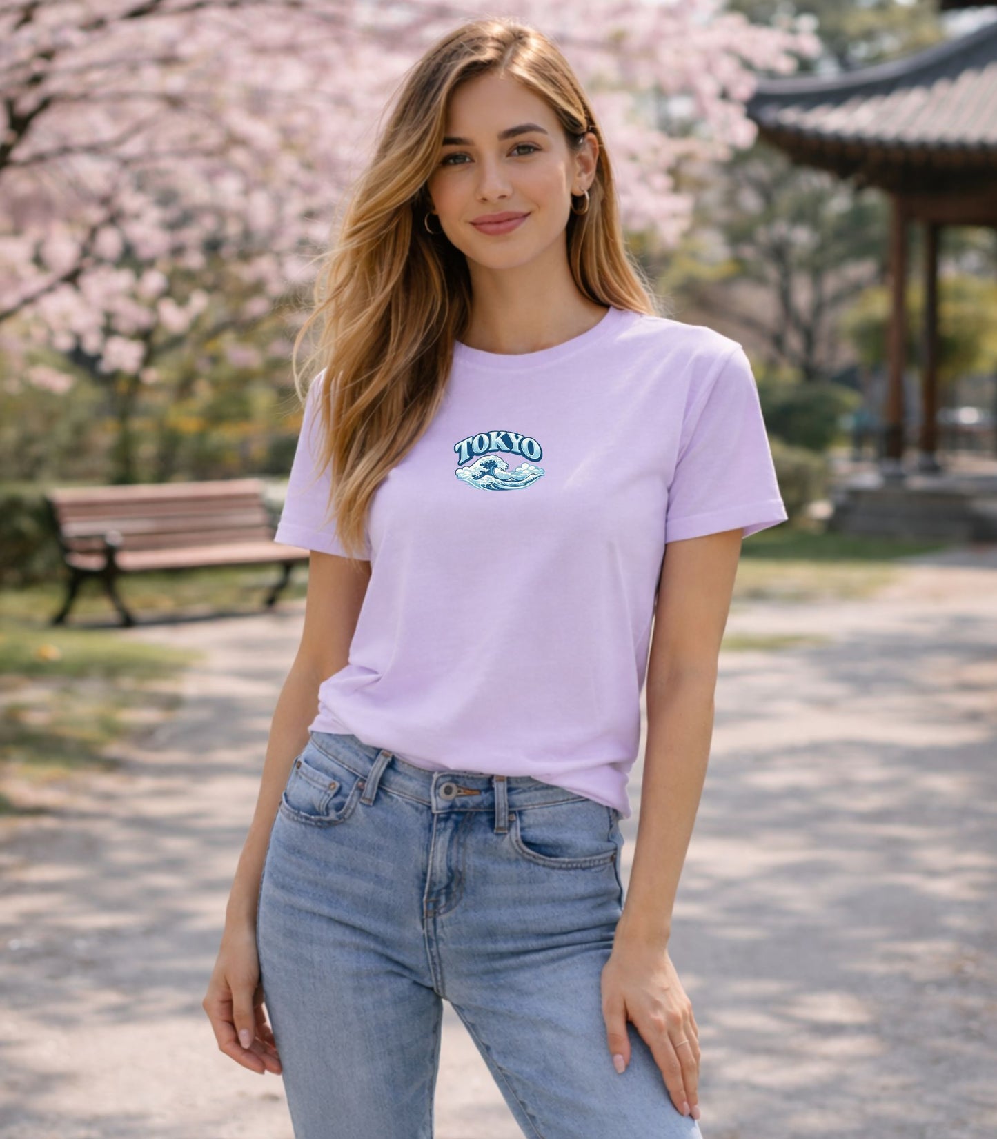 Tokyo Wave Design - Women's Organic Cotton Unisex T Shirt - Bloo Kaze