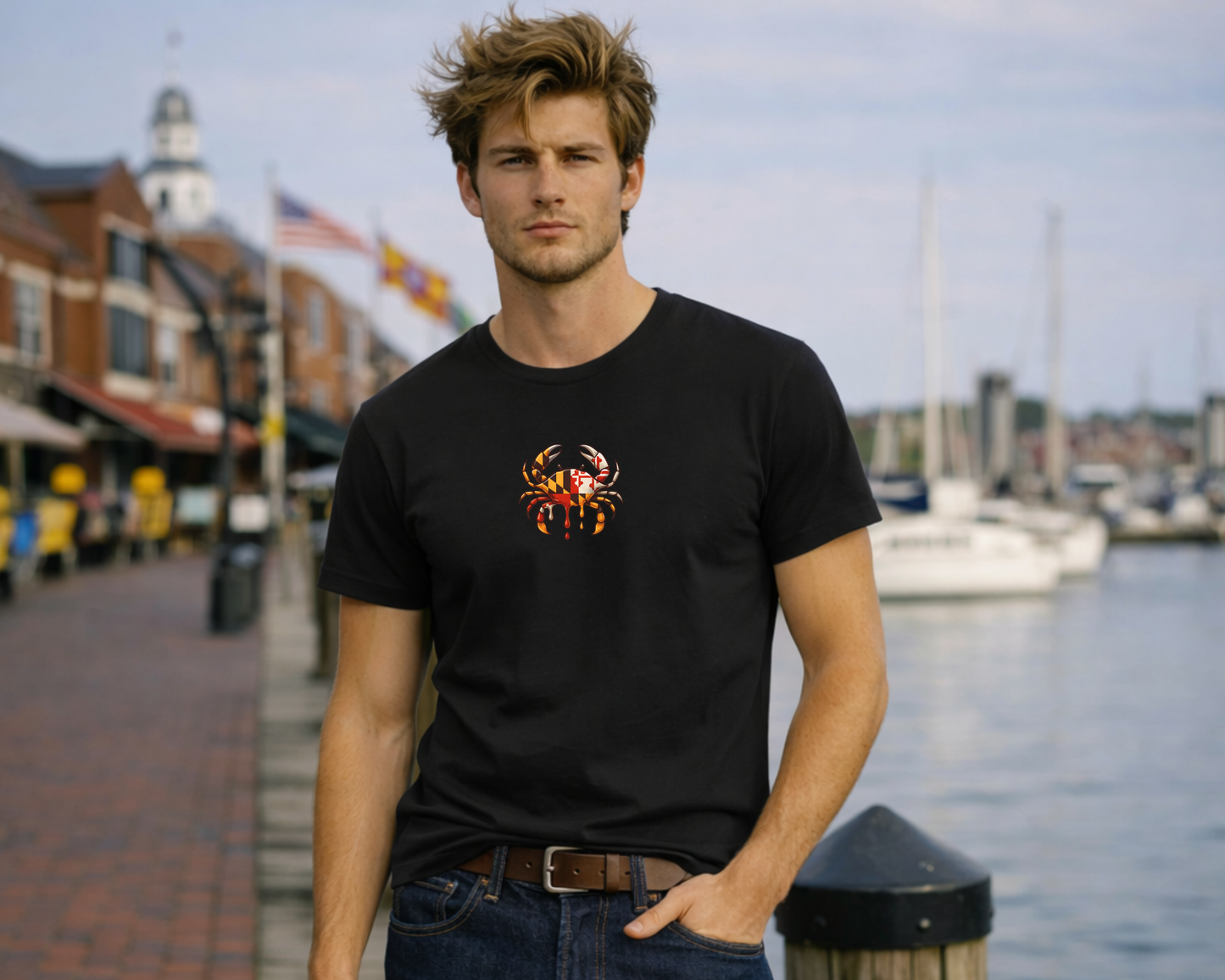 Melting Crab Maryland Flag Organic t-shirt - Men's