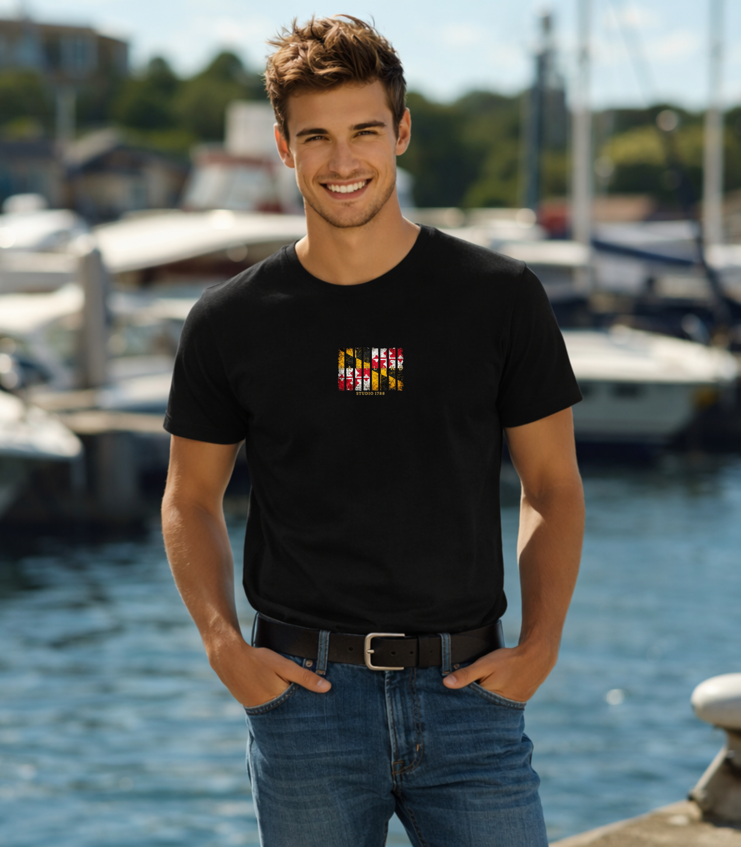 Men's Rustic Maryland Flag Stripe - Organic Cotton T-Shirt