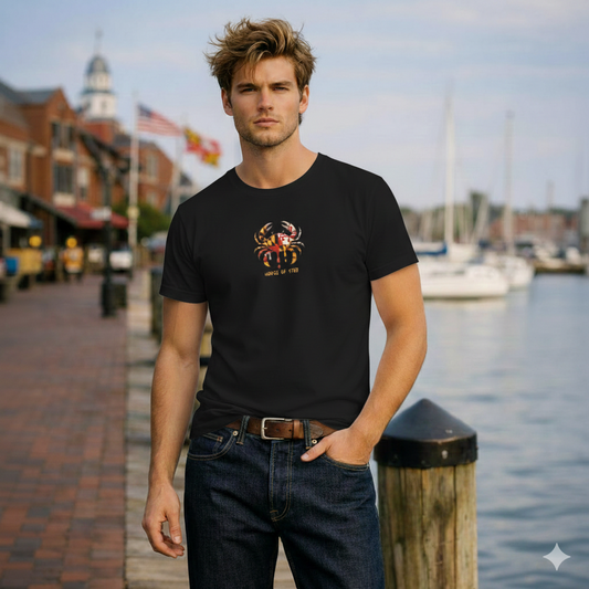 Melting Crab Maryland T Shirt. Organic Cotton