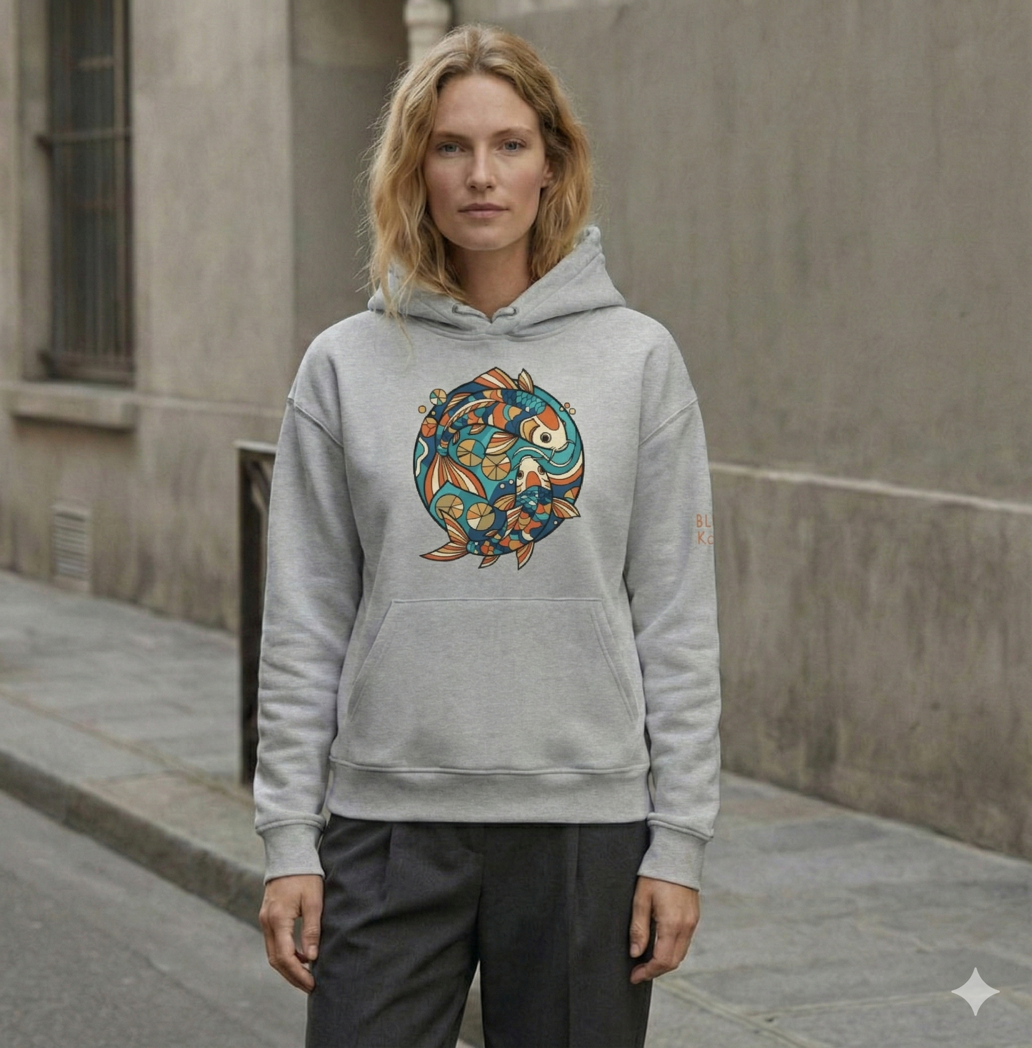 Art Deco Inspired Koi Fish - Organic Hoodie