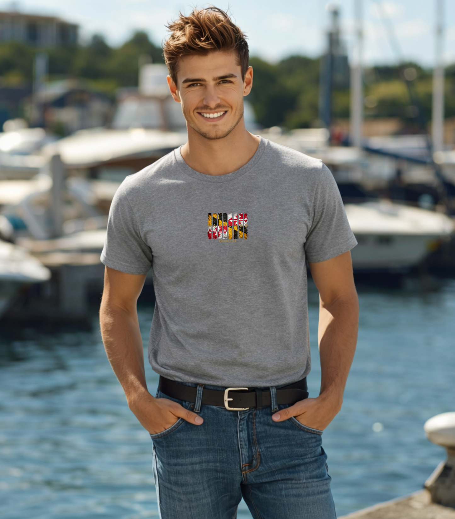 Men's Rustic Maryland Flag Stripe - Organic Cotton T-Shirt
