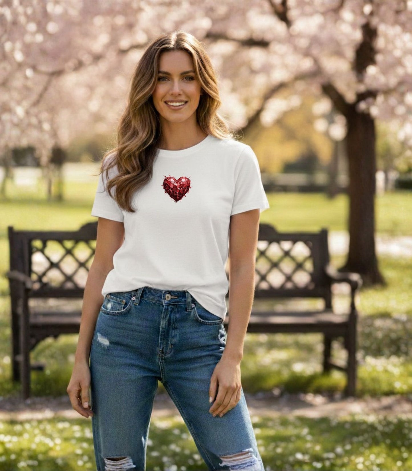 Geometric Heart Design - Women's Organic Cotton T Shirt - Bloo Kaze
