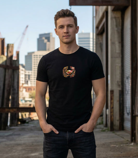 Metal Maryland Crab Design on Organic Cotton T Shirt - Studio 1788