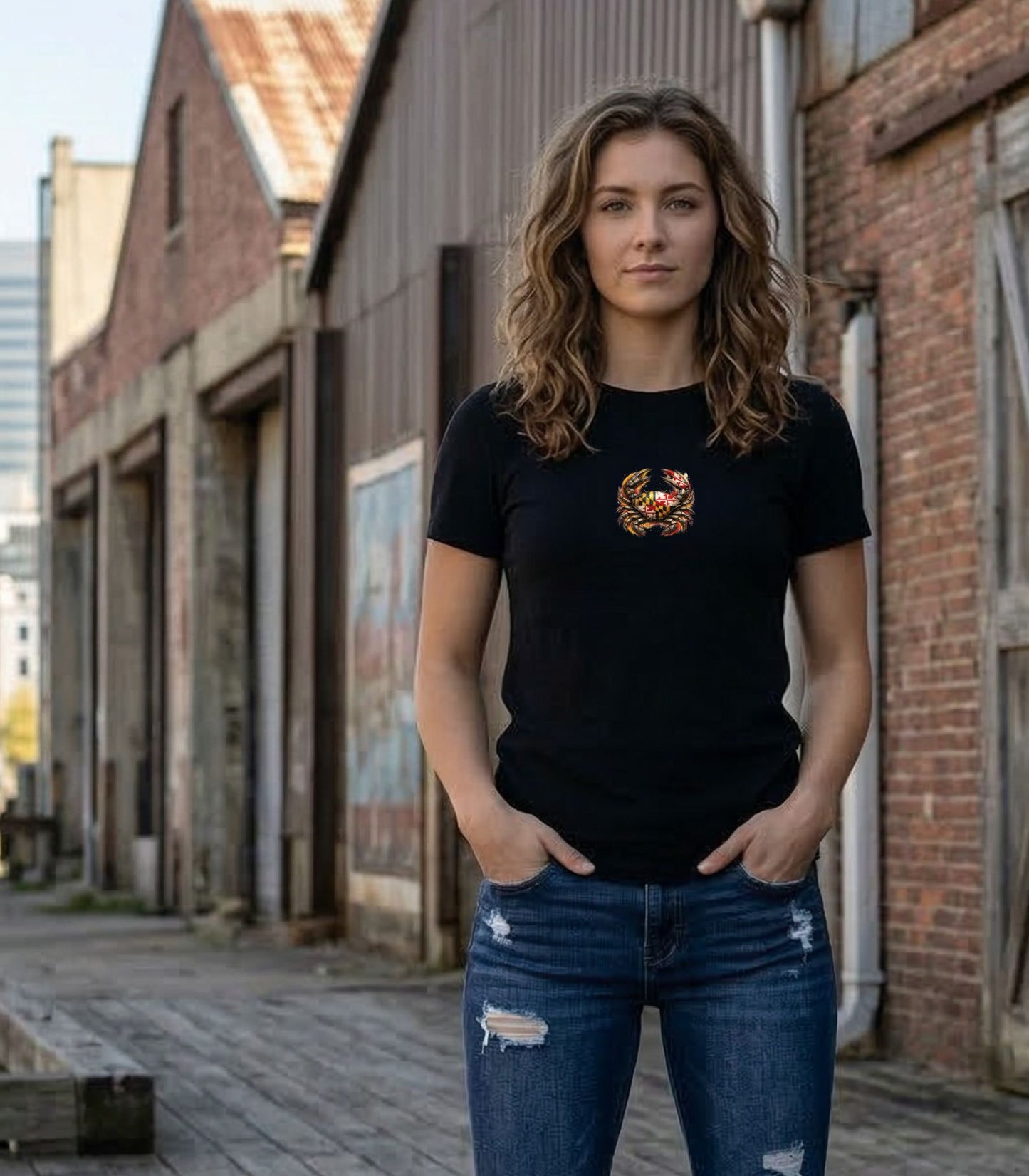 Studio 1788 Metal Maryland Crab Organic Cotton Women’s T Shirt