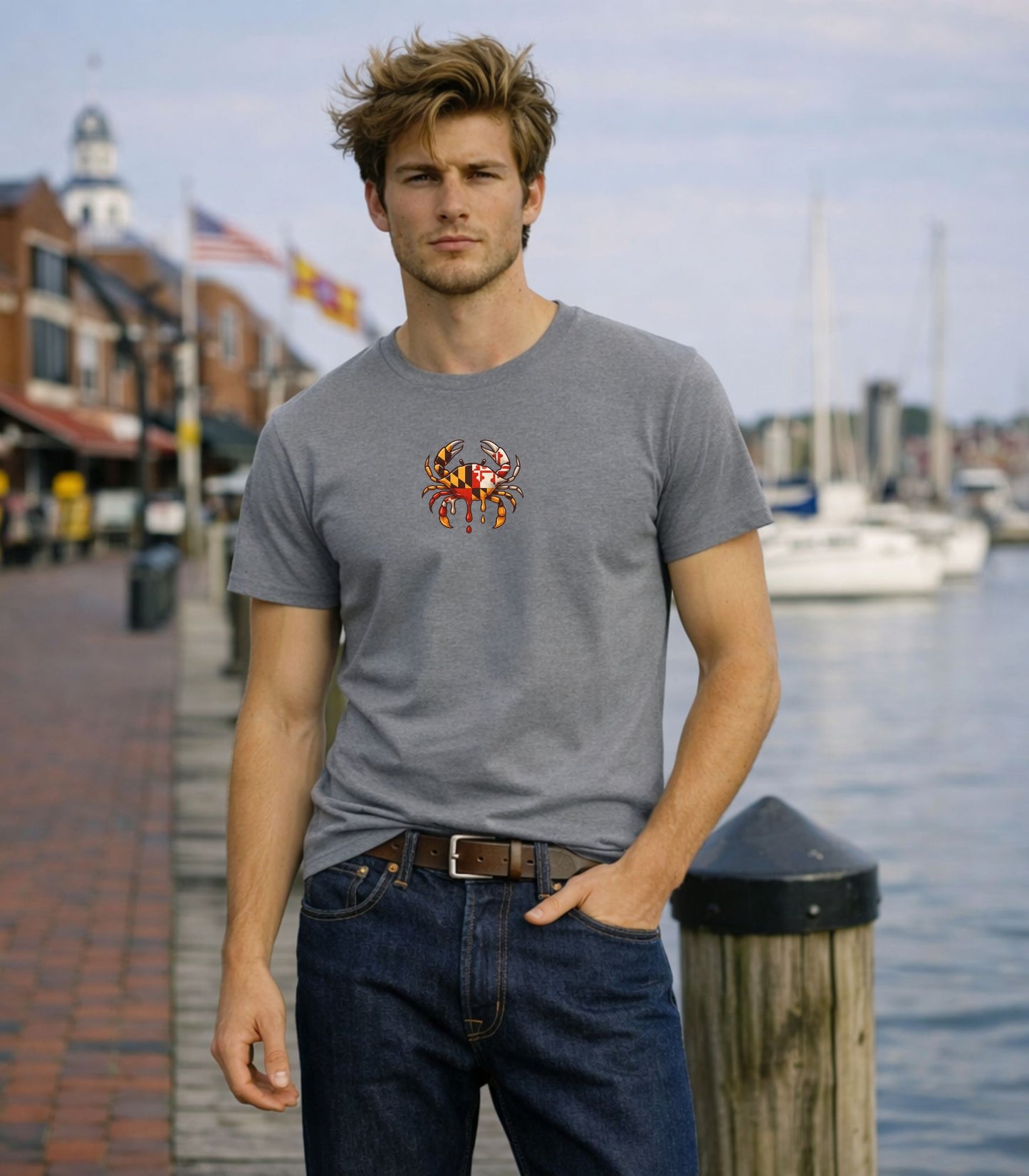Melting Crab Maryland Flag Organic t-shirt - Men's