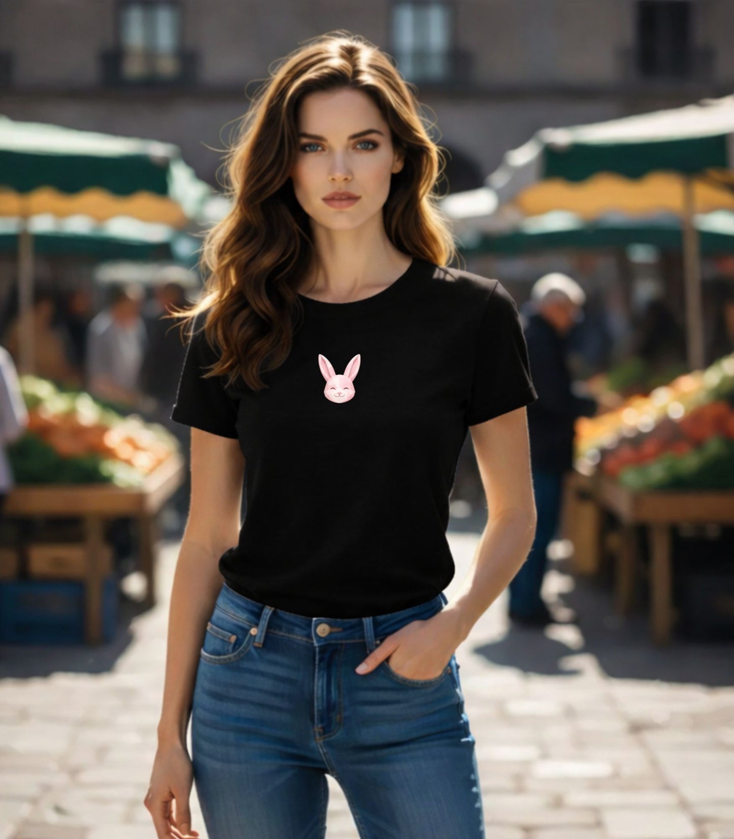Geometric Rabbit Face Organic Cotton T Shirt - Bloo Kaze