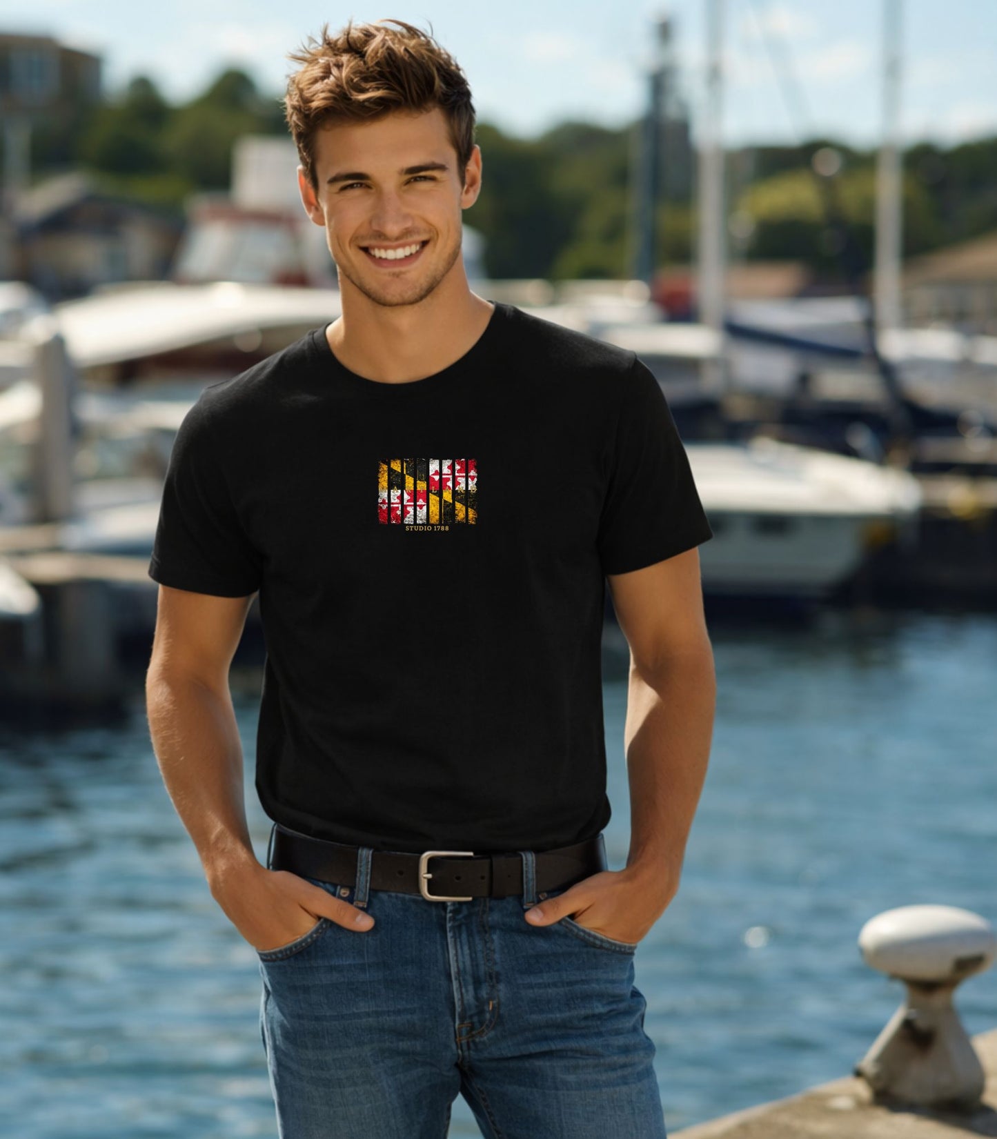 Rustic Maryland Flag Stripe - Men's Organic Cotton T-Shirt