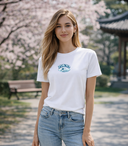 Bloo Kaze Tokyo Wave Organic Cotton Unisex T Shirt